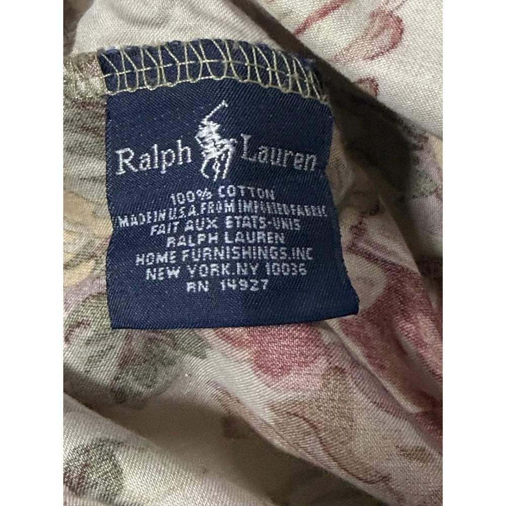 Ralph Lauren Pillowcase Set Guinevere Aragon Ruffled‎ Standard Vtg Floral Sateen